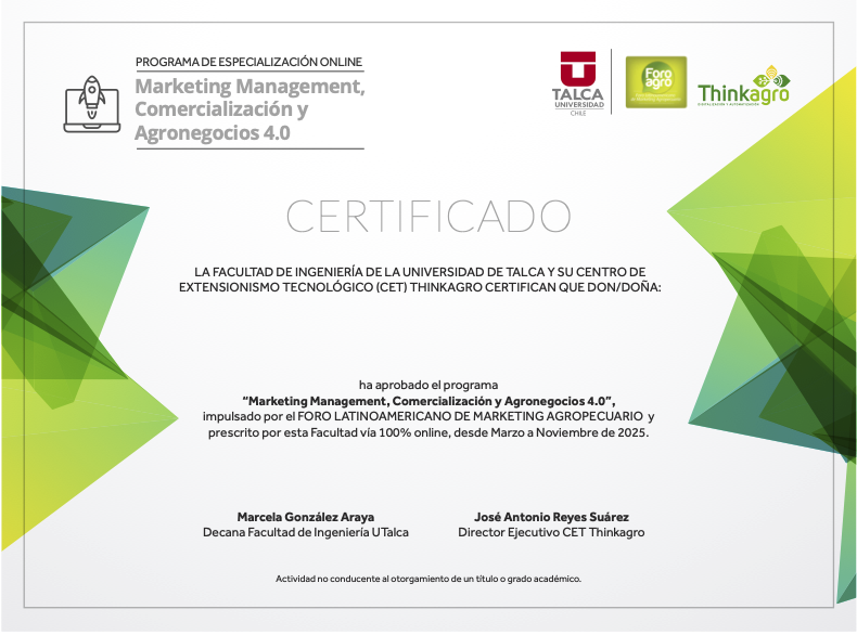 Programa de Especializacion Online Marketing Management, Comercalizacion y Agronegocios 4.0 para proveedores y profesionales del agro (2025)